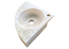 Load image into Gallery viewer, Troia Light Travertine Wall-mount Bathroom Corner Vanity Sink (W)16&quot; (L)16&quot; (H)4&quot;
