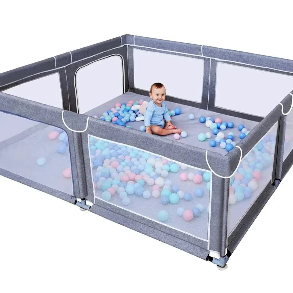 TODALE Baby Playpen for Toddler, Extra Large Baby Playard, Infant Safety Activity Center, Sturdy Babies Playpen  (Grey 70”×59”)