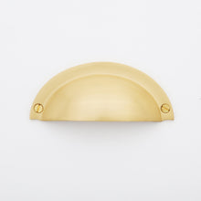 Load image into Gallery viewer, Madelyn Carter Cabinet Knobs &amp; Handles Satin Brass Cora Cup Solid Brass Drawer Pull - 3.25 Inch Centers
