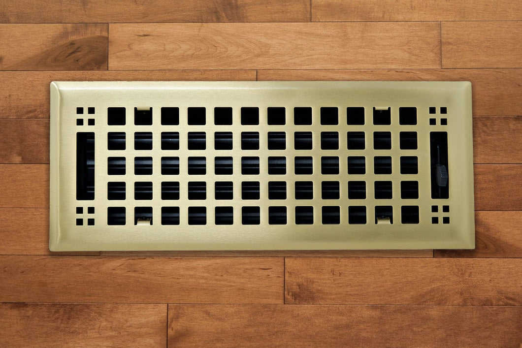 Madelyn Carter Vents & Flues 2 x 10 (Overall: 3.625 x 11.375) Steel Artisan Vent Covers - Brushed Brass