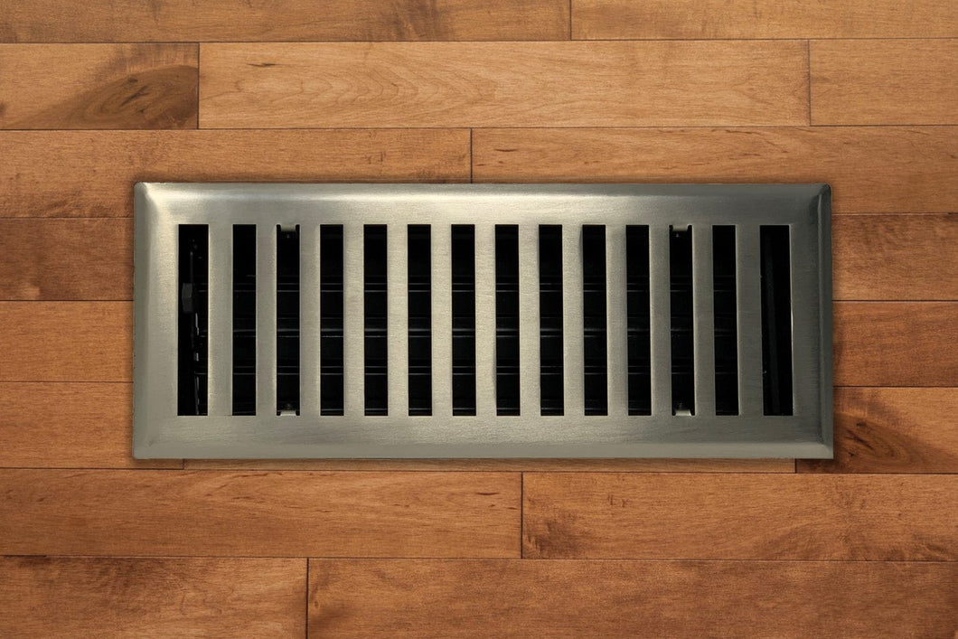Madelyn Carter Vents & Flues 2 X 10 (Overall: 3.625 x 11.375) Steel Modern Chic Vent Covers - Brushed Nickel