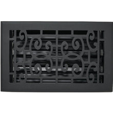 Load image into Gallery viewer, Madelyn Carter Vents &amp; Flues 6&quot; x 10&quot; (Overall: 7-1/4&quot; x 11-1/2&quot;) Cast Aluminum Baroque Vent Covers - Black
