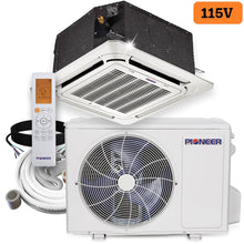 Load image into Gallery viewer, Pioneer® 12,000 BTU 21.5 SEER 115V SEER 8-Way Compact Cassette Mini-Split Air Conditioner Heat Pump System Full Set
