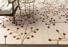 Load image into Gallery viewer, Elsu Beige&amp;Burgandy Wool Rug
