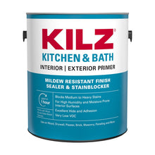 Load image into Gallery viewer, MASTERCHEM INDUSTRIES Primer KILZ Kitchen &amp; Bath White Flat Water-Based Mold Killing Primer 1 gal 051652005141
