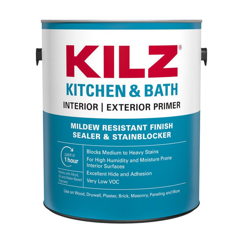 MASTERCHEM INDUSTRIES Primer KILZ Kitchen & Bath White Flat Water-Based Mold Killing Primer 1 gal 051652005141