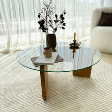 Load image into Gallery viewer, Mia Designer Coffee Table Solid Wood Oak Tempered Glass top
