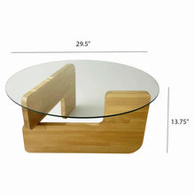 Load image into Gallery viewer, Mia Designer Coffee Table Solid Wood Oak Tempered Glass top
