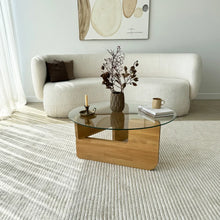 Load image into Gallery viewer, Mia Designer Coffee Table Solid Wood Oak Tempered Glass top
