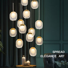 Carregar imagem no visualizador da galeria, Mirodemi chandelier 12 pendants (spiral) / Warm Light 3000K MIRODEMI® Creative LED chandelier for staircase, lobby, bedroom, stairwell
