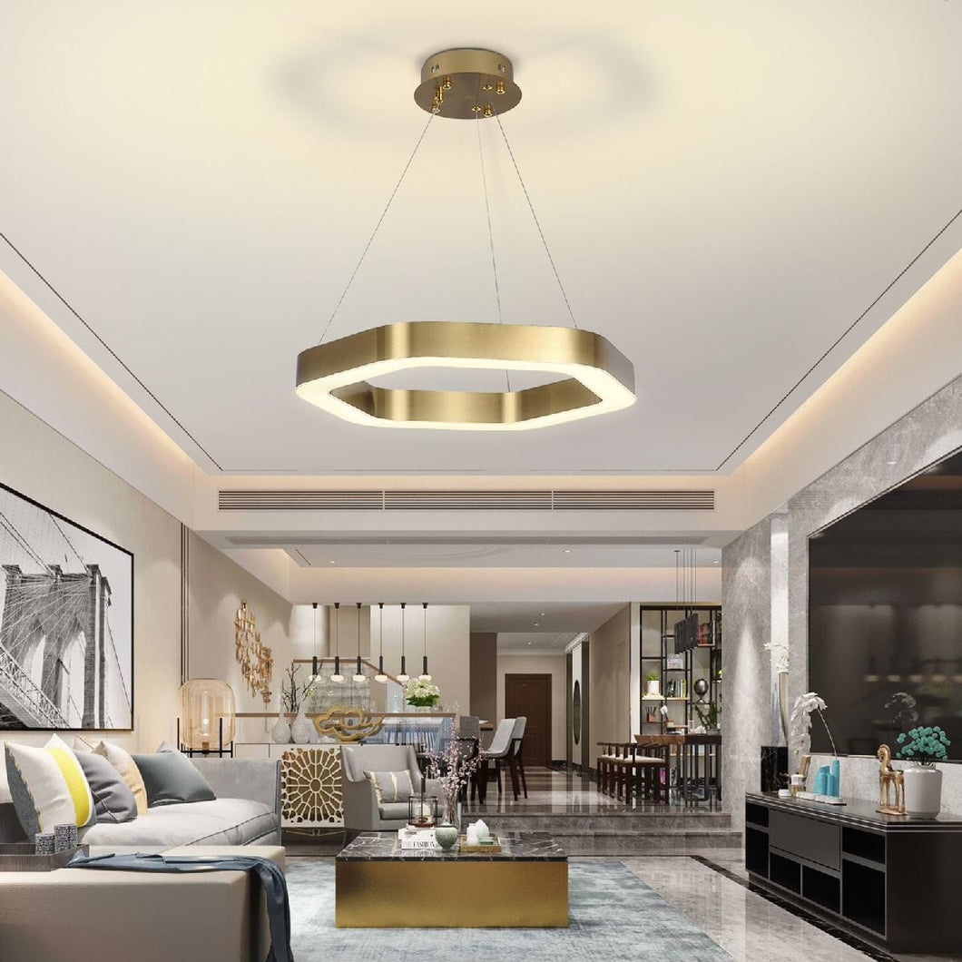 Mirodemi chandelier 12'' / Warm Light MIRODEMI® Hexagon combined ring lamps for living room, dining room, bedroom