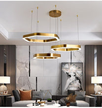 Carregar imagem no visualizador da galeria, Mirodemi chandelier 32x39x47 / Warm Light MIRODEMI® Hexagon combined ring lamps for living room, dining room, bedroom
