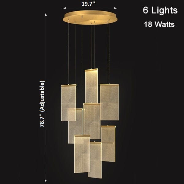 Mirodemi chandelier 6 Lights / Warm light / Dimmable MIRODEMI® Luxury modern LED chandelier for staircase, lobby, living room, stairwell