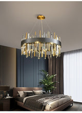Carregar imagem no visualizador da galeria, Mirodemi chandelier Black / Dia 23.6&#39;&#39; / Warm light 3000K MIRODEMI® Gold/black crystal chandelier for bedroom, living room.
