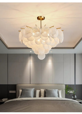 Mirodemi chandelier Dia 19.7'' / Warm light(3000K) MIRODEMI® Round white glass ceiling light for bedroom, living room