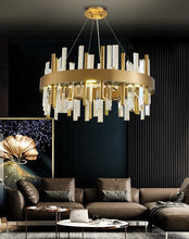 Carregar imagem no visualizador da galeria, Mirodemi chandelier Gold / Dia 23.6&#39;&#39; / Warm light 3000K MIRODEMI® Gold/black crystal chandelier for bedroom, living room.
