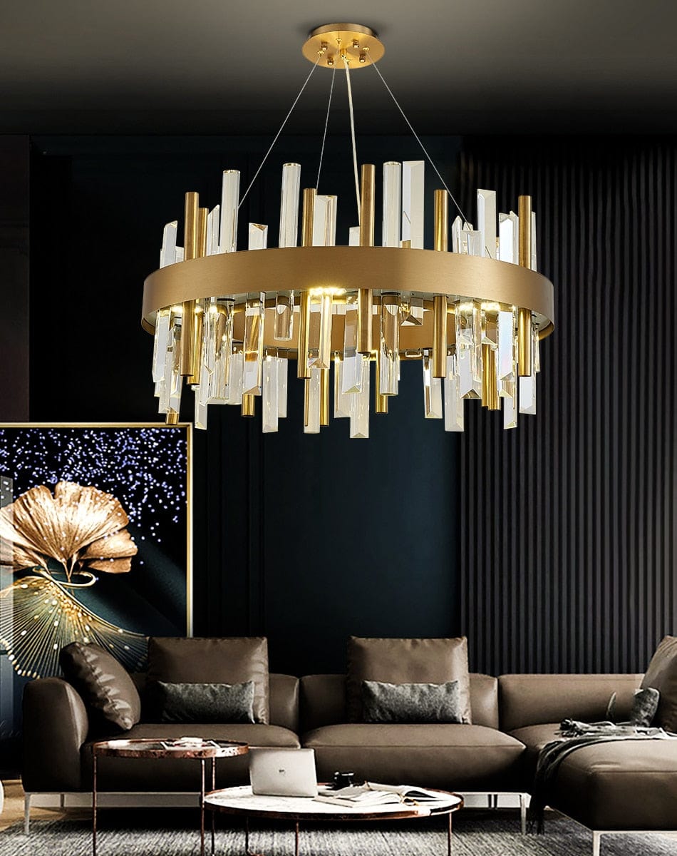 Mirodemi chandelier Gold / Dia 23.6'' / Warm light 3000K MIRODEMI® Gold/black crystal chandelier for bedroom, living room.