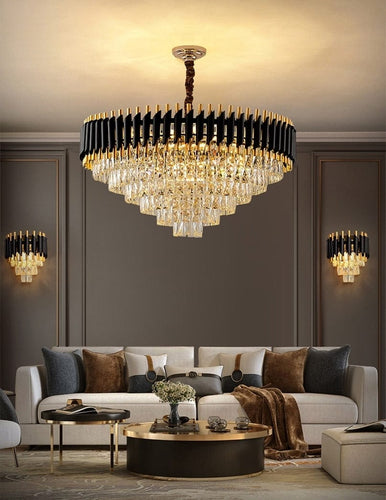 Mirodemi chandelier MIRODEMI® Luxury Black Crystal Led Hanging Chandelier For Living Room, Bedroom