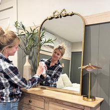 Load image into Gallery viewer, Antique Gold Bow Mirror, Choose Your Size
