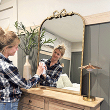 Load image into Gallery viewer, Antique Gold Bow Mirror, Choose Your Size
