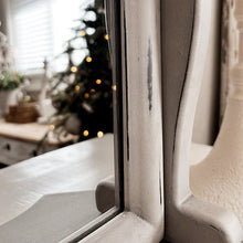 Load image into Gallery viewer, Distressed White Adjustable Wood Vanity Mirror
