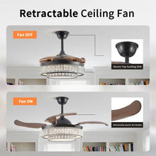 Load image into Gallery viewer, Modern Indoor Ceiling Fan with Retractable LED Light, Remote, and 4 Blades
