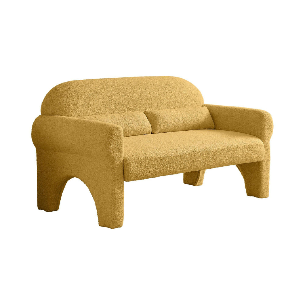 Modern Lambs Wool Fabric Loveseat for Living Room