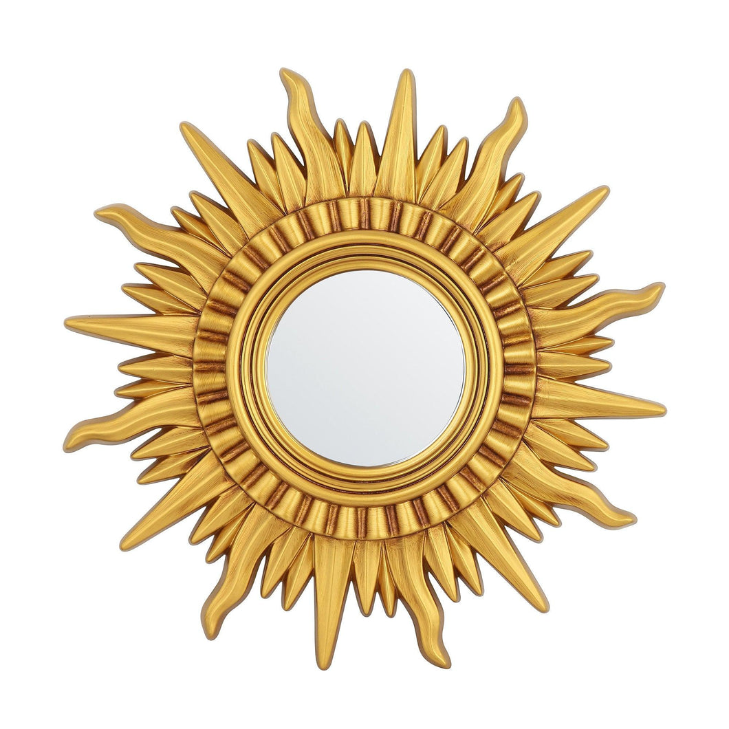 Modern Sunburst Golden Mirror Antiqued Casual Wall Decoration