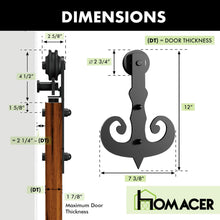 Load image into Gallery viewer, Non-Bypass Sliding Barn Door Hardware Kit - Mustache Design Roller
