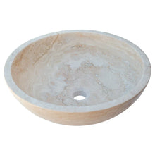 Cargar imagen en el visor de la galería, Beige Travertine Above Vanity Bathroom Vessel Sink Honed and Filled (D)18&quot; (H)6&quot;
