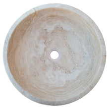 Cargar imagen en el visor de la galería, Beige Travertine Above Vanity Bathroom Vessel Sink Honed and Filled (D)18&quot; (H)6&quot;
