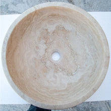 Cargar imagen en el visor de la galería, Beige Travertine Above Vanity Bathroom Vessel Sink Honed and Filled (D)18&quot; (H)6&quot;
