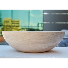 Cargar imagen en el visor de la galería, Beige Travertine Above Vanity Bathroom Vessel Sink Honed and Filled (D)18&quot; (H)6&quot;
