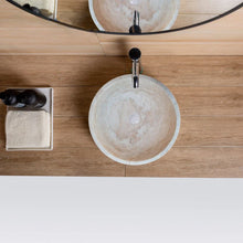 Cargar imagen en el visor de la galería, Beige Travertine Above Vanity Bathroom Vessel Sink Honed and Filled (D)18&quot; (H)6&quot;
