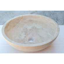 Cargar imagen en el visor de la galería, Beige Travertine Above Vanity Bathroom Vessel Sink Honed and Filled (D)18&quot; (H)6&quot;
