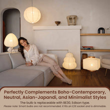 Load image into Gallery viewer, Nogy Paper Lamp with Black Design • Lantern Lamp • Rice Paper Lantern Lamp • Japanese Lamp • White Paper Lamp (Black/White)
