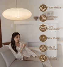 Load image into Gallery viewer, Nogy Paper Lantern ( No Bulb INCLUDED) • Japanese Pendant Lamp • Ceiling Paper Lamp Shade • White Paper Lantern (Ceiling)
