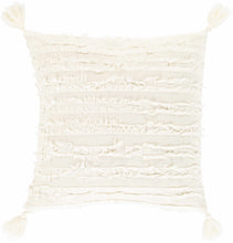 Load image into Gallery viewer, Odon Textured Ivory Tassel Square Pillow
