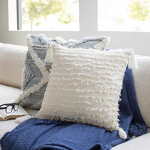 Load image into Gallery viewer, Odon Textured Ivory Tassel Square Pillow
