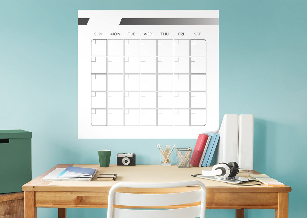 Calendars: Minimal Modern One Month Calendar Dry Erase - Removable Adhesive Decal