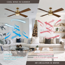 Cargar imagen en el visor de la galería, Parrot Uncle 52&quot; Bucholz Industrial Downrod Mount Reversible Ceiling Fans with Integrated Lights and Remote Control
