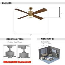 Cargar imagen en el visor de la galería, Parrot Uncle 52&quot; Bucholz Industrial Downrod Mount Reversible Ceiling Fans with Integrated Lights and Remote Control
