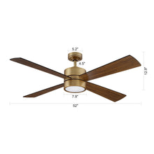 Cargar imagen en el visor de la galería, Parrot Uncle 52&quot; Bucholz Industrial Downrod Mount Reversible Ceiling Fans with Integrated Lights and Remote Control
