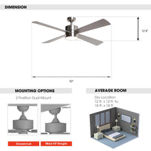 Cargar imagen en el visor de la galería, Parrot Uncle 52&quot; Bucholz Industrial Downrod Mount Reversible Ceiling Fans with Integrated Lights and Remote Control
