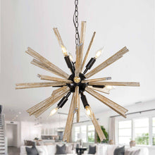 Cargar imagen en el visor de la galería, Parrot Uncle 9-Light Wood Sputnik Sphere Chandelier
