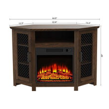 Load image into Gallery viewer, 45&quot; Corner Electric Fireplace TV Stands Console Table with 2 Metal Mesh Doors
