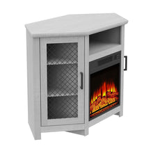 Load image into Gallery viewer, 45&quot; Corner Electric Fireplace TV Stands Console Table with 2 Metal Mesh Doors
