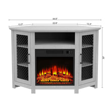 Load image into Gallery viewer, 45&quot; Corner Electric Fireplace TV Stands Console Table with 2 Metal Mesh Doors

