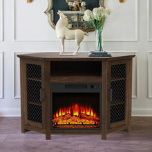 Load image into Gallery viewer, 45&quot; Corner Electric Fireplace TV Stands Console Table with 2 Metal Mesh Doors
