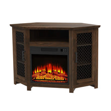 Load image into Gallery viewer, 45&quot; Corner Electric Fireplace TV Stands Console Table with 2 Metal Mesh Doors
